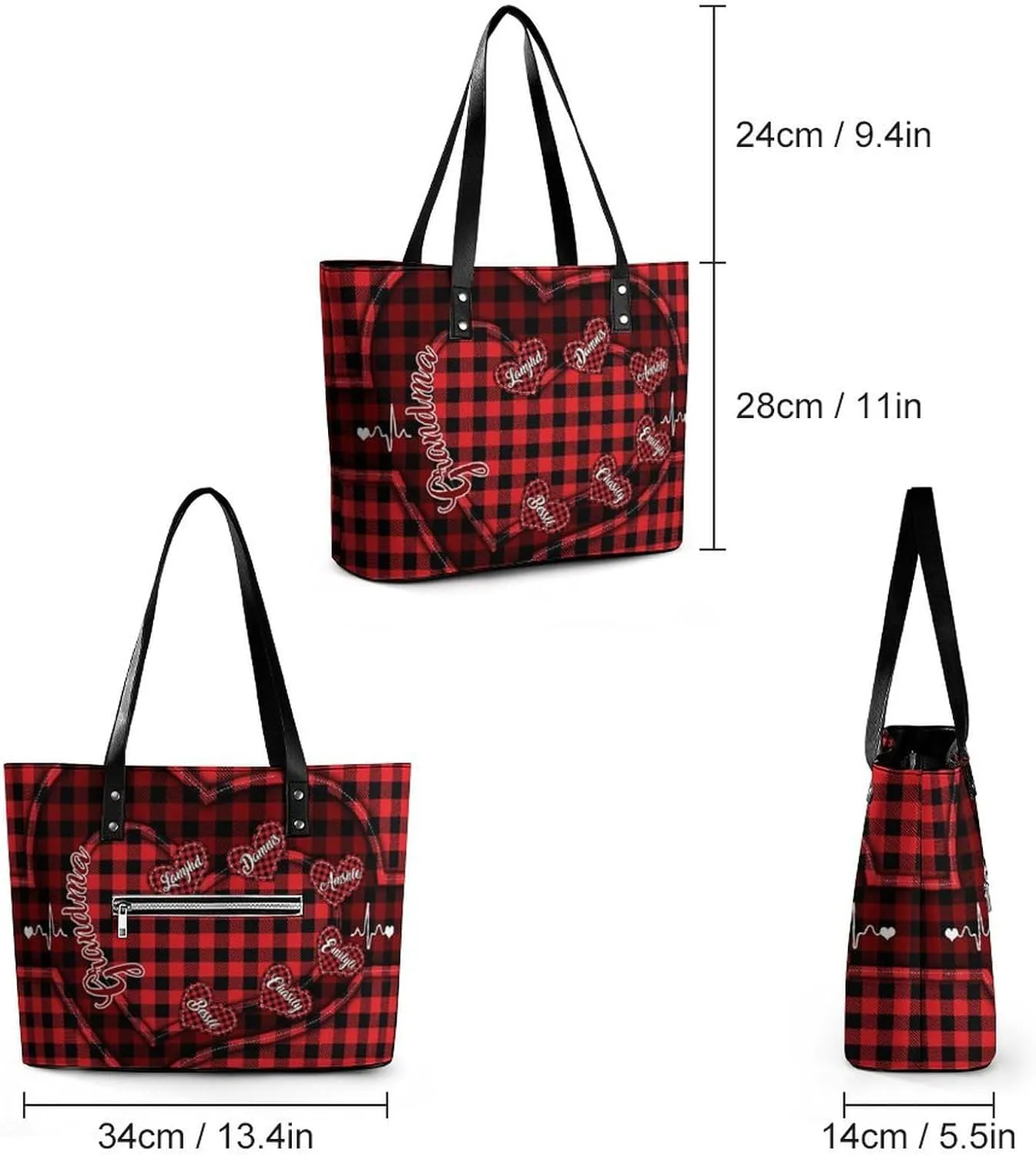 Personalized Grandma's Little Sweethearts Single Shoulder Bag Custom 1-15 Name Loving Gift For Grandma Mom Xmas