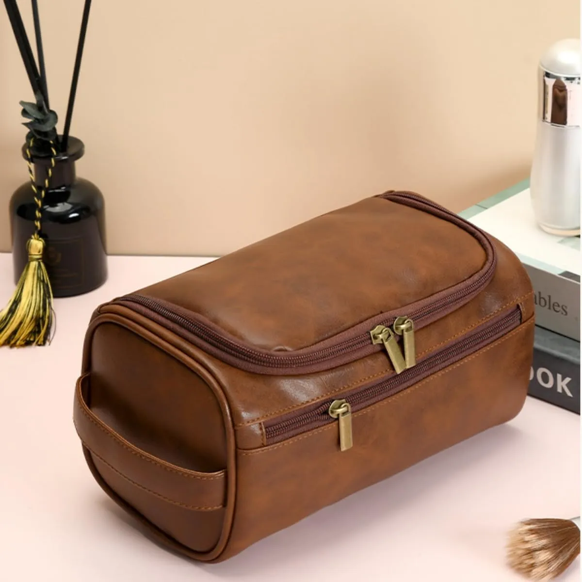 Personalized Large Toiletry Bag for Men,Premium Quality Durable and Stylish Travel Organizer for Travel, Grooming and Personal Care,Waterproof Leather Dopp Kit Gifts for Men