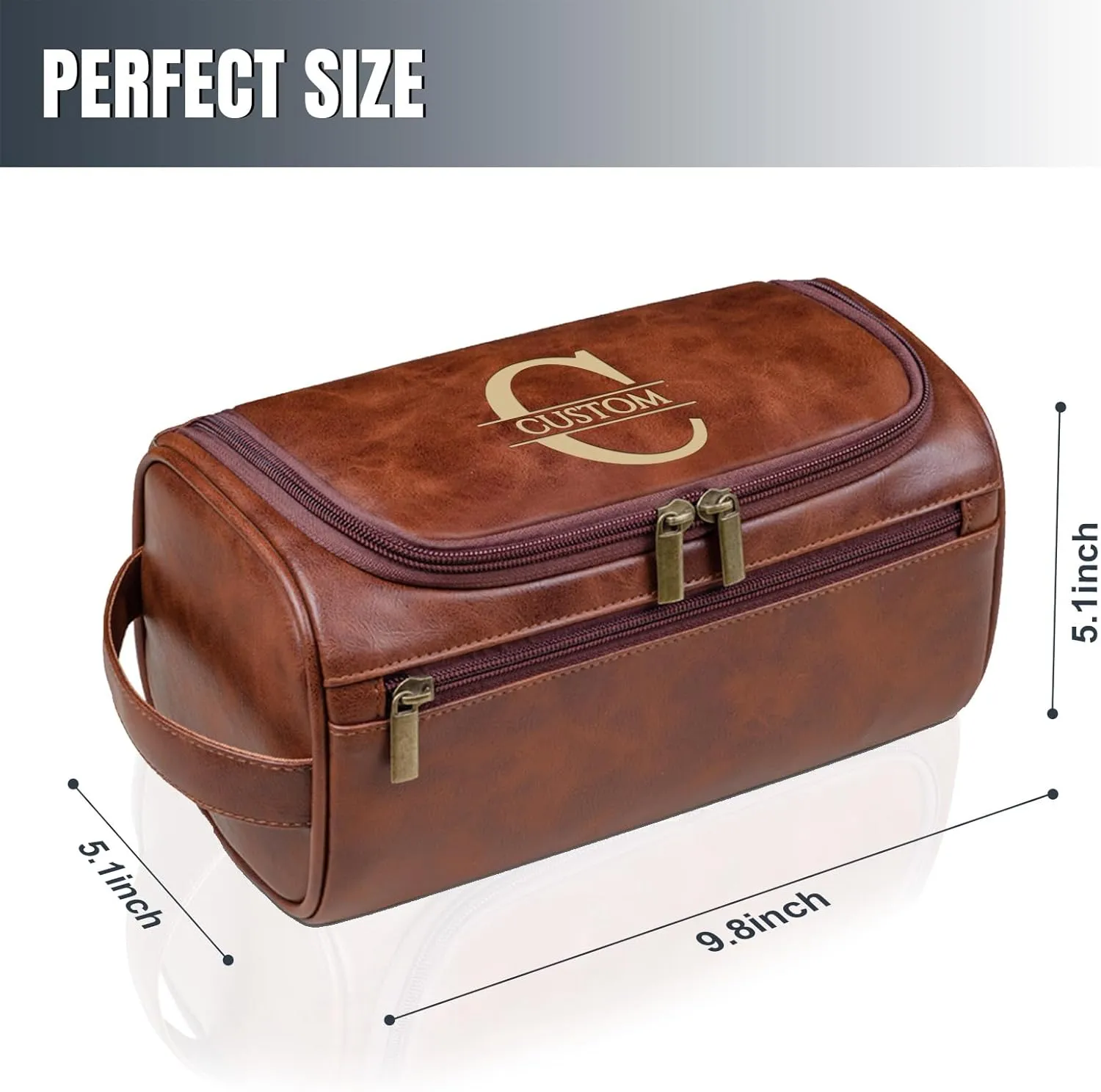 Personalized Leather Toiletry Bag For Men, Custom Engraved Name Initials Travel Dopp Kit, Customized Monogram Large Capacity Travel Organizer Unique Gift Ideal for Anniversary, Groomsmen, Wedding Day