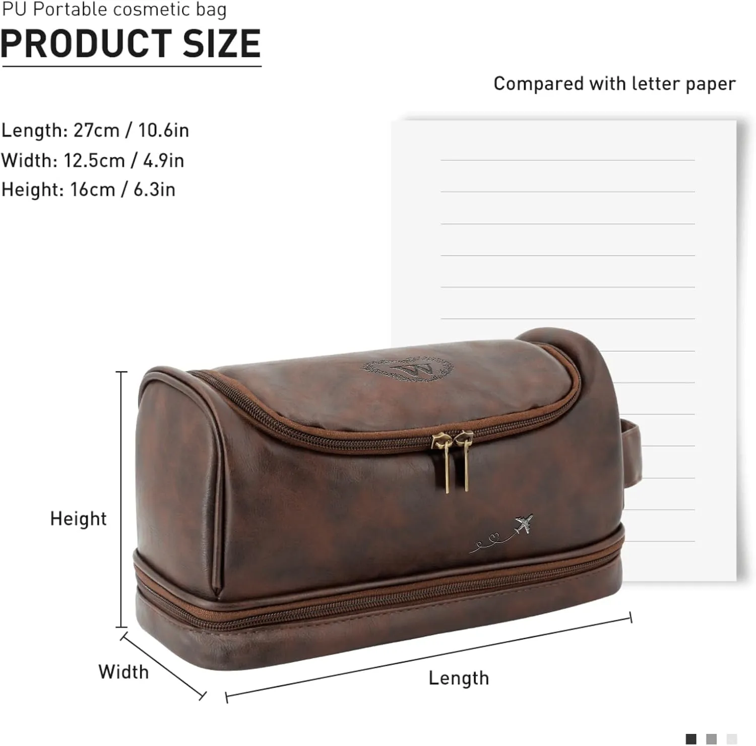 Personalized Leather Toiletry Bag with Hook Custom Large Capacity PU Leather Dopp Kit Handcrafted Travel Bag For Husband Boyfriend Dad Birthday Anniversary Wedding Groomsmen Gifts