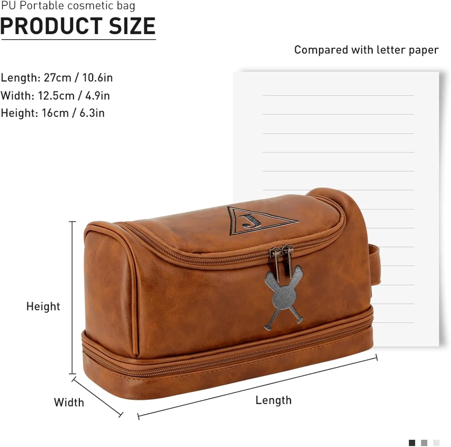 Personalized Leather Toiletry Bag with Hook Custom Large Capacity PU Leather Dopp Kit Handcrafted Travel Bag For Husband Boyfriend Dad Birthday Anniversary Wedding Groomsmen Gifts
