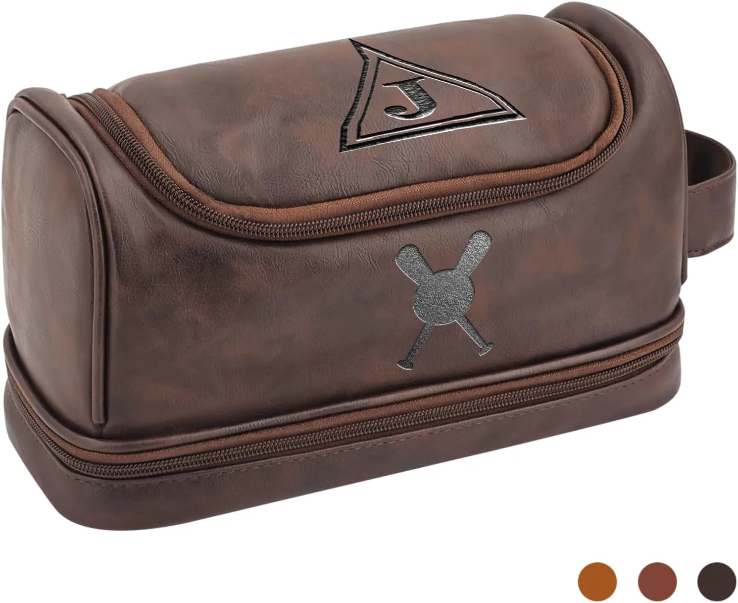 Personalized Leather Toiletry Bag with Hook Custom Large Capacity PU Leather Dopp Kit Handcrafted Travel Bag For Husband Boyfriend Dad Birthday Anniversary Wedding Groomsmen Gifts