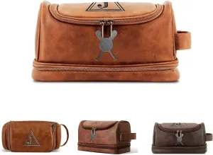 Personalized Leather Toiletry Bag with Hook Custom Large Capacity PU Leather Dopp Kit Handcrafted Travel Bag For Husband Boyfriend Dad Birthday Anniversary Wedding Groomsmen Gifts
