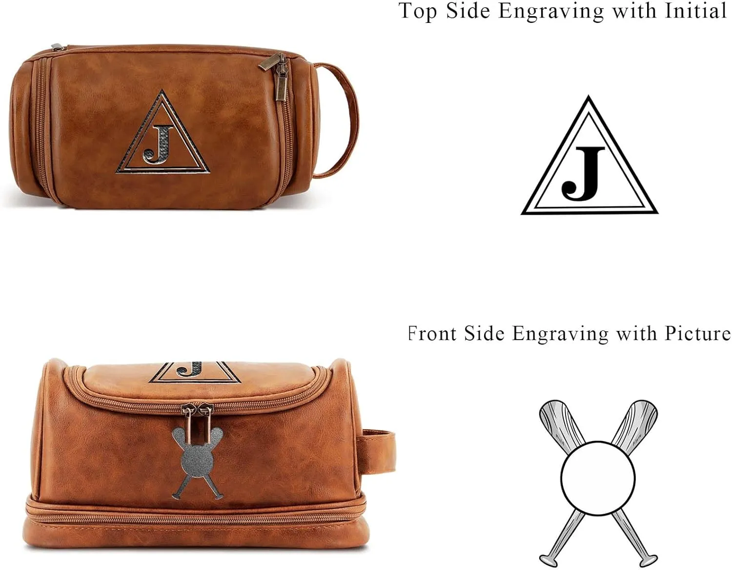 Personalized Leather Toiletry Bag with Hook Custom Large Capacity PU Leather Dopp Kit Handcrafted Travel Bag For Husband Boyfriend Dad Birthday Anniversary Wedding Groomsmen Gifts