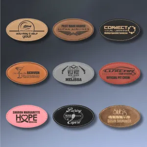 Personalized Magnetic Name Badges in Leatherette Colors