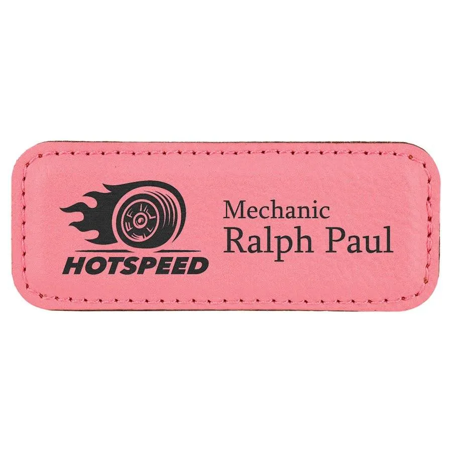 Personalized Magnetic Name Badges in Leatherette Colors