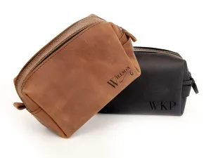 Personalized Mens Gift Leather Toiletry Bag Men Dopp Kit Father's Day Gift from Son Shaving Kit for Men Travel Case Wash Bag Gift for Him Anniversary Gift Dad Birthday Husband Gift for Boyfriend