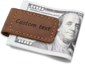 Personalized Money Clip, Custom Leather Engraved with Magnetic Closure, Handmade Customized Monogrammed Money Clip for Men