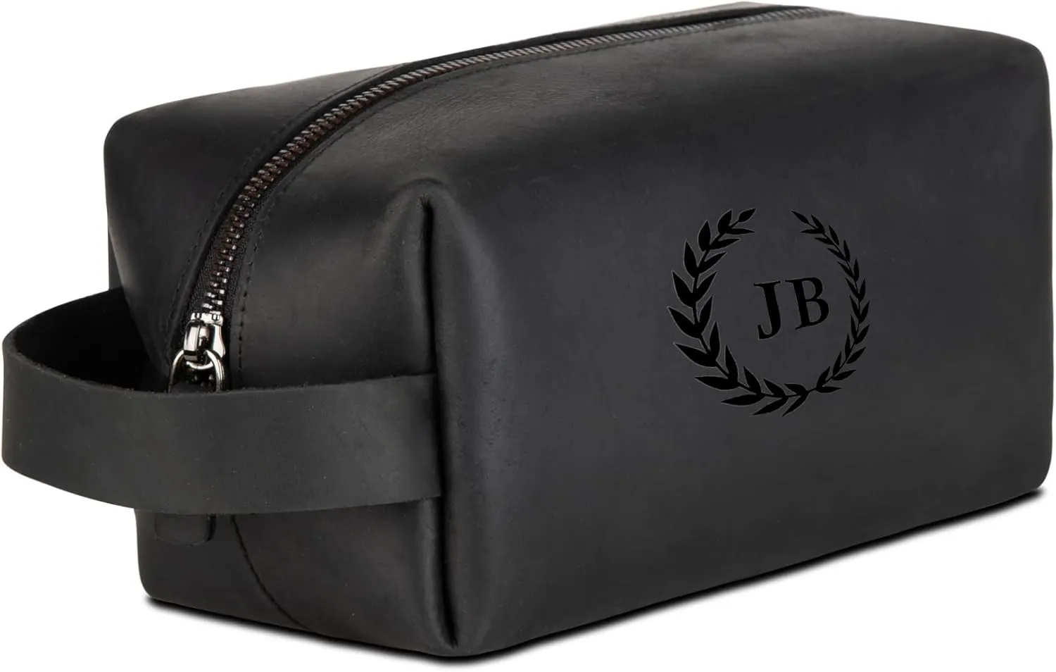 Personalized Premium Genuine Leather Dopp Kit for Men - Handcrafted Toiletry Travel Bag with Monogram Option - Gift for Groomsmen, Father's Day, Anniversary, Wedding Gift for Groomsmen - Black
