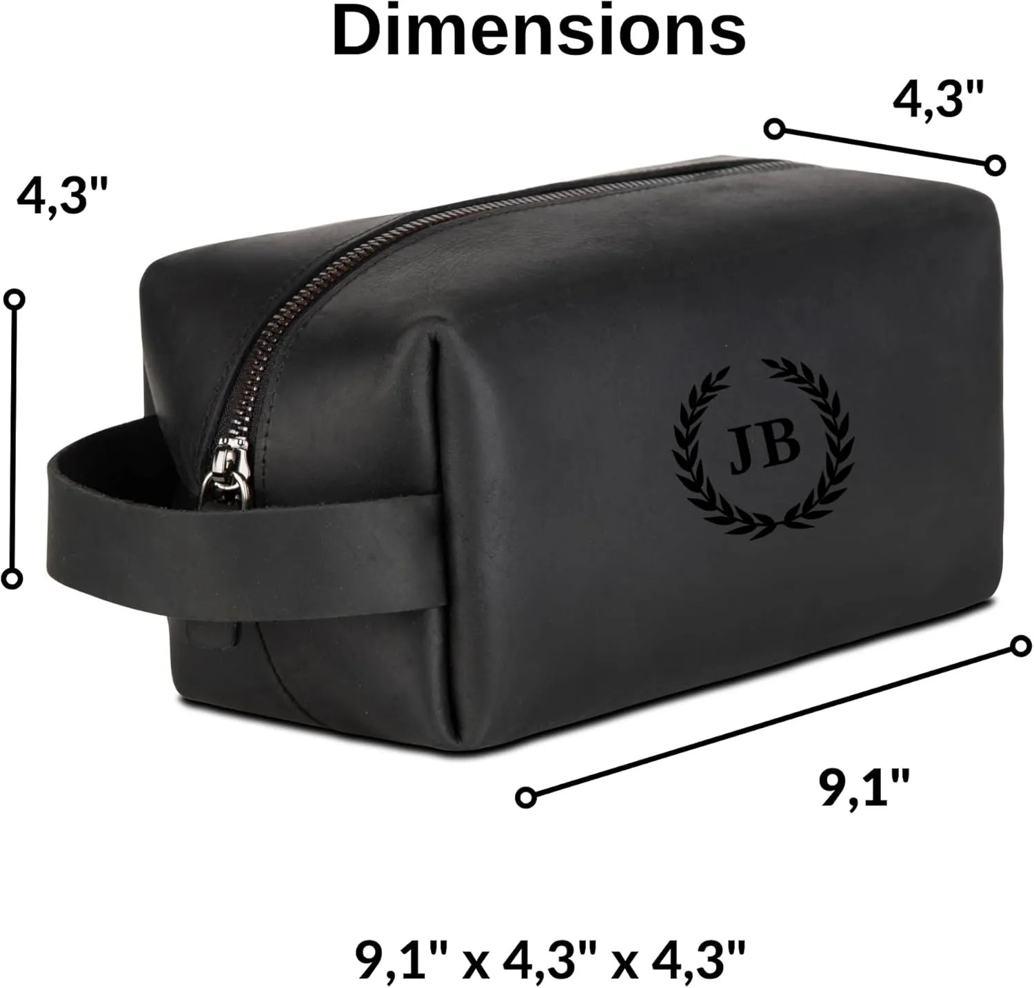 Personalized Premium Genuine Leather Dopp Kit for Men - Handcrafted Toiletry Travel Bag with Monogram Option - Gift for Groomsmen, Father's Day, Anniversary, Wedding Gift for Groomsmen - Black