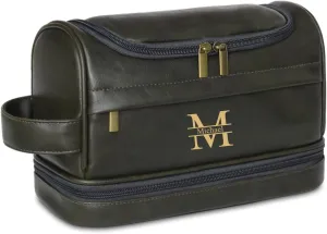 Personalized Toiletry Bag for Men and Women Leather Toiletry Organizer Shaving Dopp Kit Travel Bathroom Bag Cosmetic Pouch