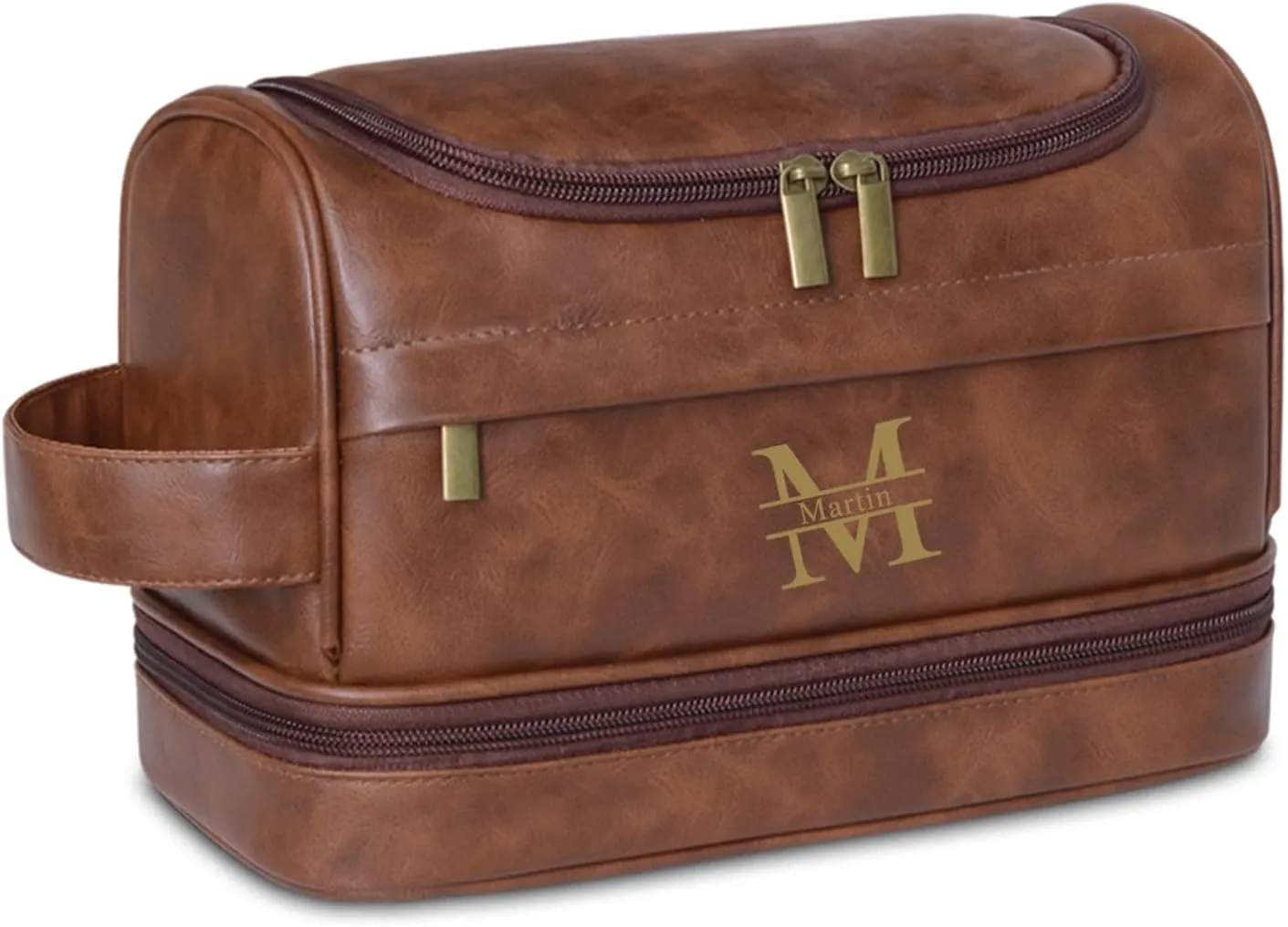 Personalized Toiletry Bag for Men and Women Leather Toiletry Organizer Shaving Dopp Kit Travel Bathroom Bag Cosmetic Pouch