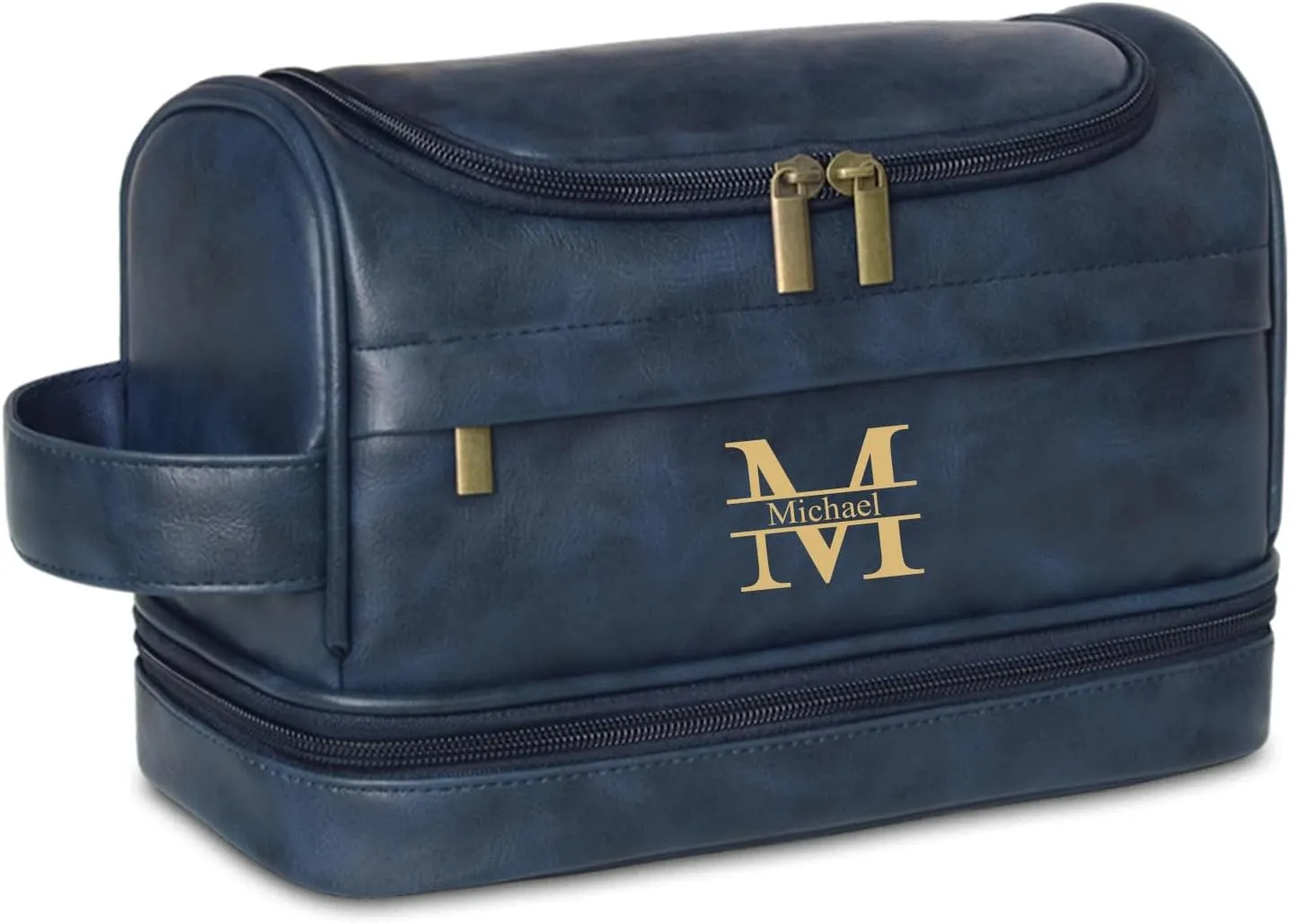 Personalized Toiletry Bag for Men and Women Leather Toiletry Organizer Shaving Dopp Kit Travel Bathroom Bag Cosmetic Pouch