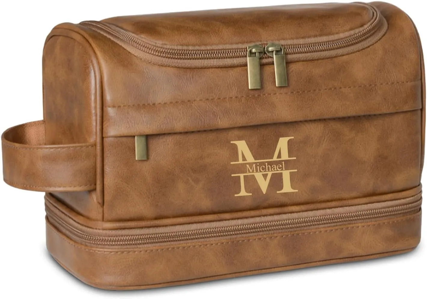 Personalized Toiletry Bag for Men and Women Leather Toiletry Organizer Shaving Dopp Kit Travel Bathroom Bag Cosmetic Pouch