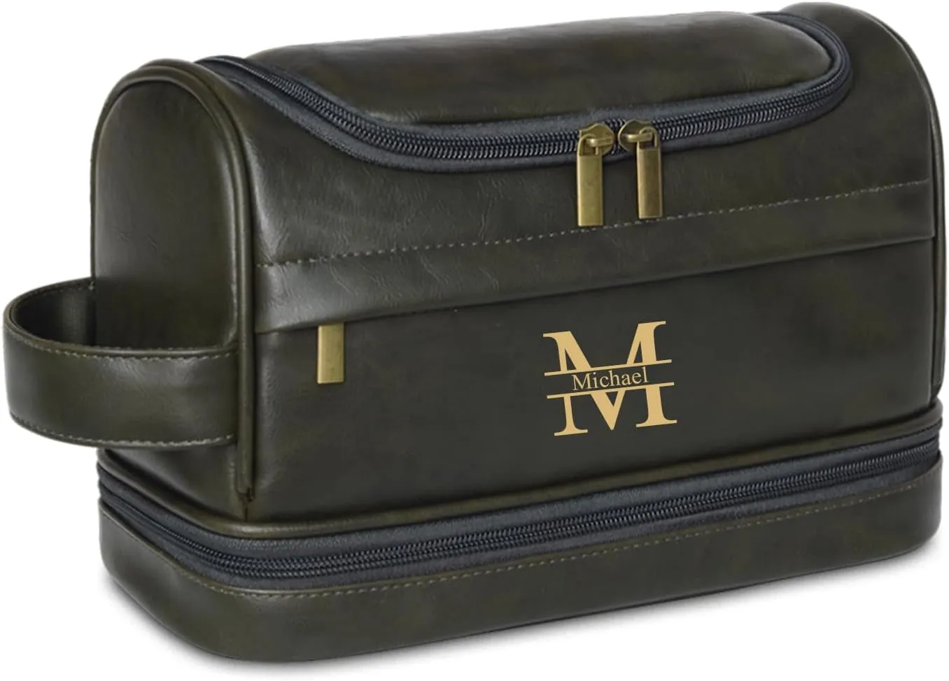 Personalized Toiletry Bag for Men and Women Leather Toiletry Organizer Shaving Dopp Kit Travel Bathroom Bag Cosmetic Pouch