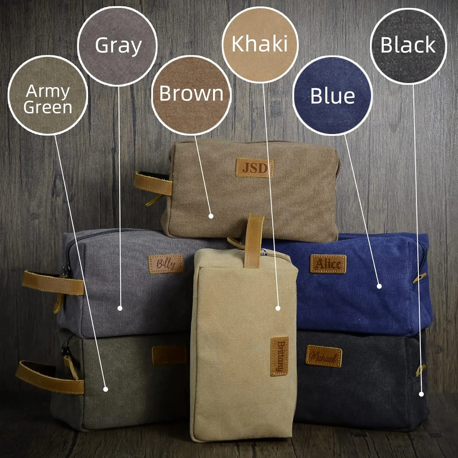Personalized Toiletry Bag for Men, Custom Laser Engraved Canvas Shaving Dopp Kit Toiletry Bag Leather Canvas Dopp Kit For Travel, Gift for Christmas, Husband, Father, Groomsmen Gifts