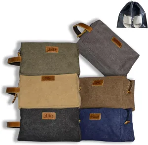 Personalized Toiletry Bag for Men, Custom Laser Engraved Canvas Shaving Dopp Kit Toiletry Bag Leather Canvas Dopp Kit For Travel, Gift for Christmas, Husband, Father, Groomsmen Gifts