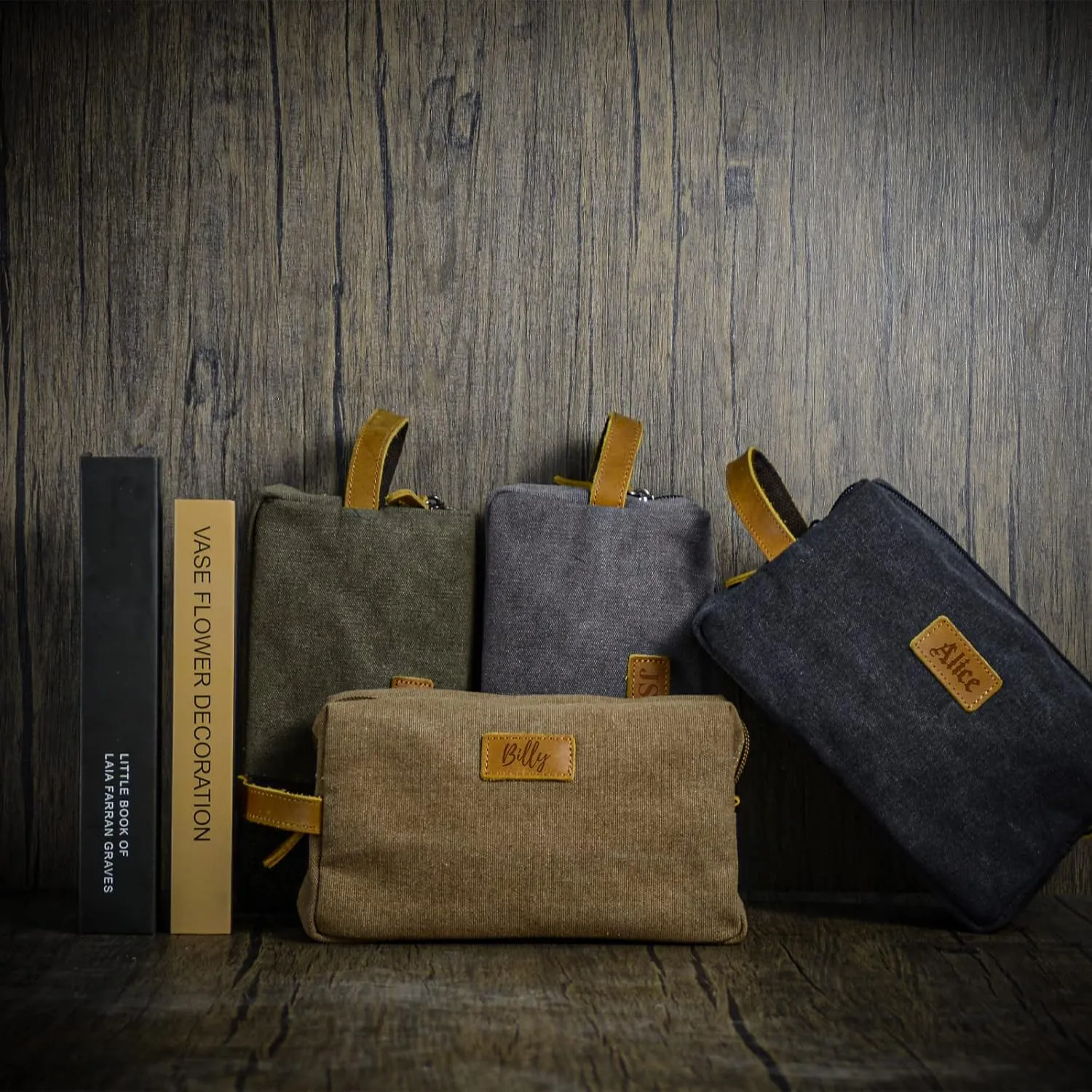 Personalized Toiletry Bag for Men, Custom Laser Engraved Canvas Shaving Dopp Kit Toiletry Bag Leather Canvas Dopp Kit For Travel, Gift for Christmas, Husband, Father, Groomsmen Gifts