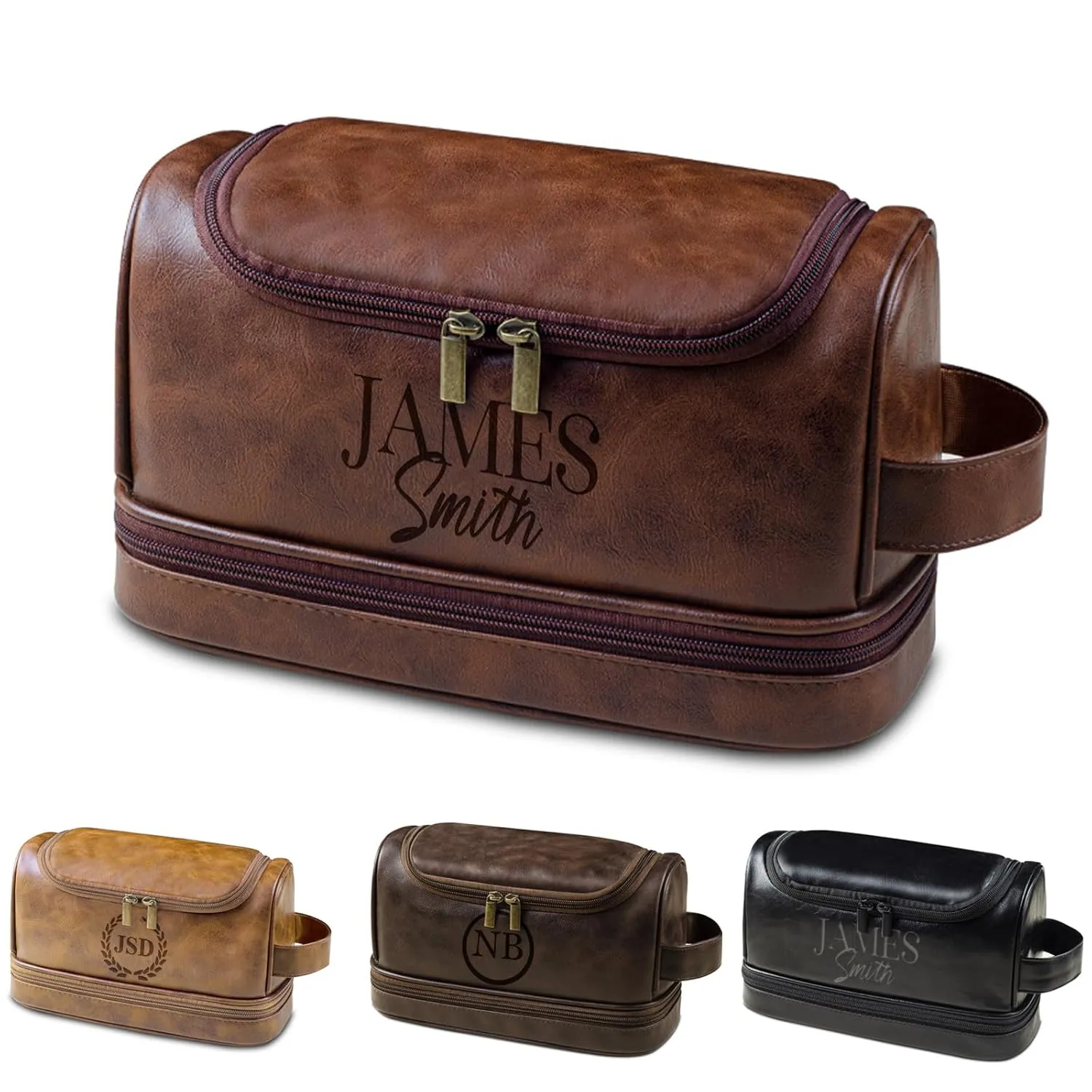 Personalized Toiletry Bag for Men, Engrave Your Name Initials, Customized Travel Shaving Dopp Kit Bag for Groomsmen Best Man, Gift for Father's Day, Wedding, Birthday, Husband, Grandpa, Lover