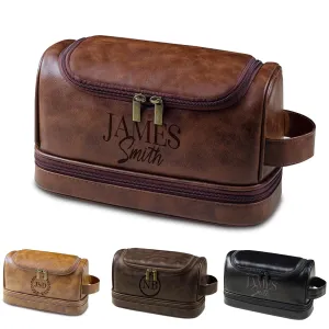 Personalized Toiletry Bag for Men, Engrave Your Name Initials, Customized Travel Shaving Dopp Kit Bag for Groomsmen Best Man, Gift for Father's Day, Wedding, Birthday, Husband, Grandpa, Lover