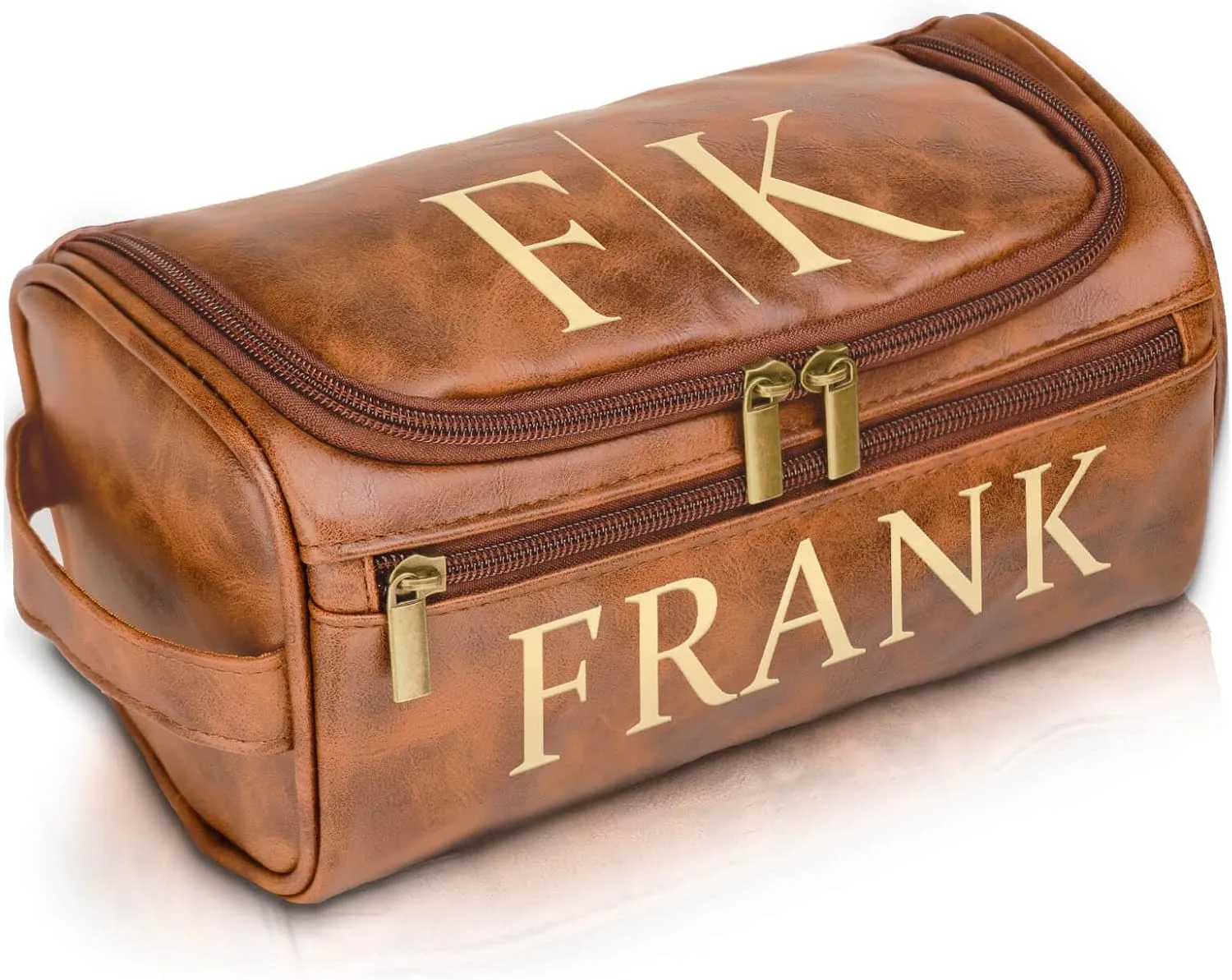 Personalized Toiletry Bag for Men, Engraved Name & Text, Custom Leather Travel Dopp Kit, Gifts for Dad, Christmas, Birthday, Wedding, Anniversary, Husband, Grandpa, Lover