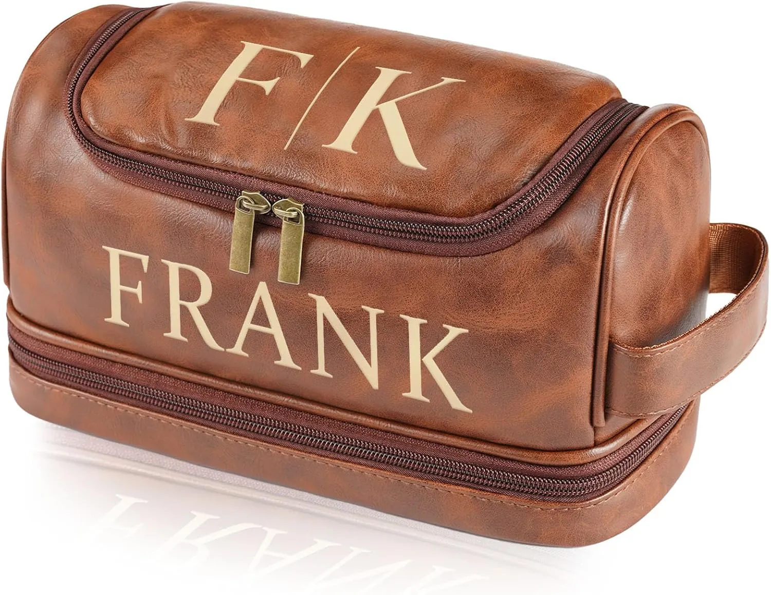 Personalized Toiletry Bag for Men, Gifts for Men, Engraved Name & Text, Custom Leather Travel Dopp Kit, Gifts for Dad, Christmas, Birthday, Husband, Grandpa, Lover
