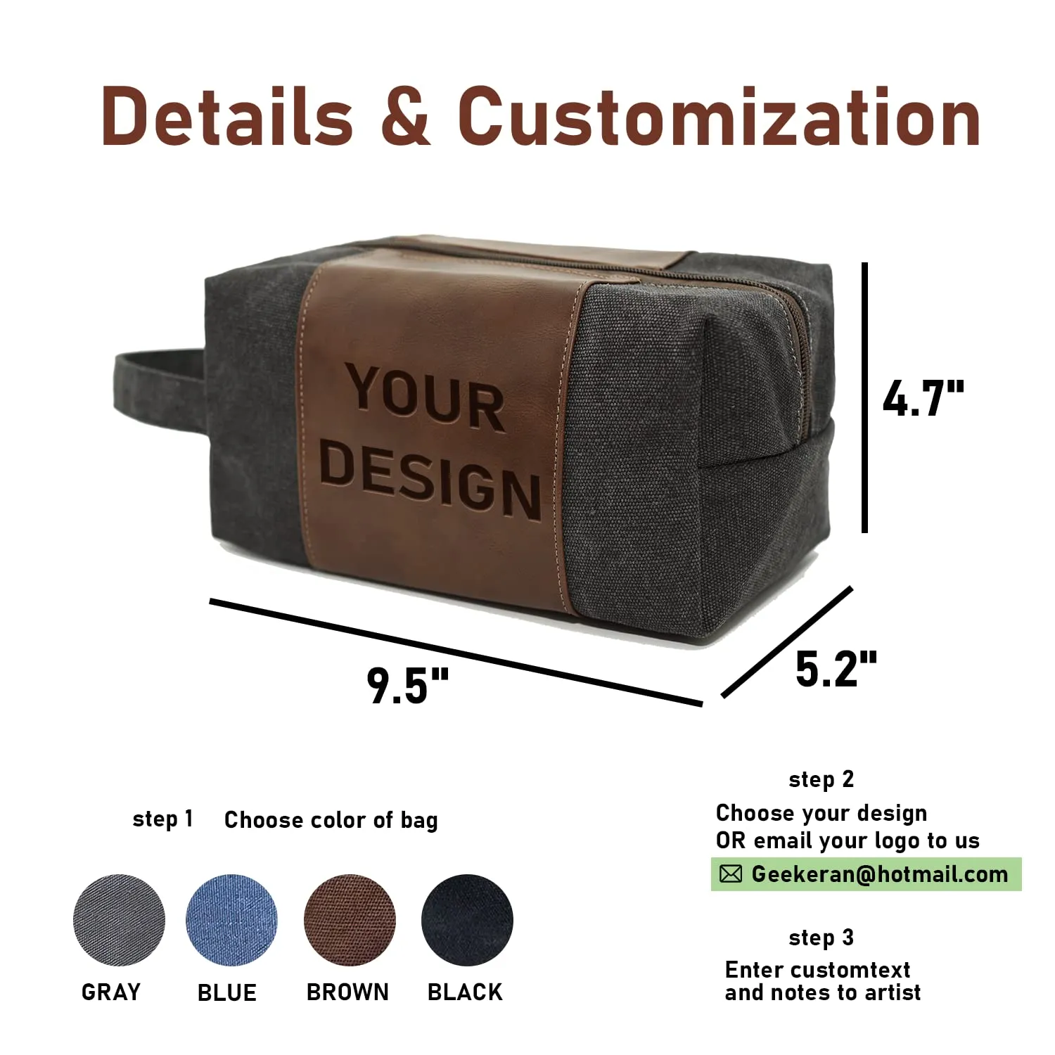 Personalized Toiletry Bag for Men Handcrafted, Custom Leather Dopp Kit for Men, Personalized Gifts for Men, Father, Husband, Boyfriend, Groomsmen, Best Man Gifts, Shaving Bag Cosmetic Bag