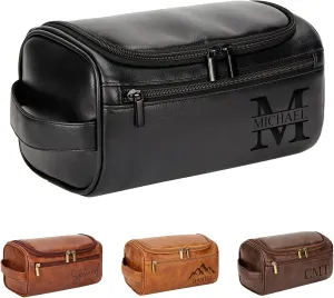 Personalized Travel Toiletry Bag - Double Layer Reinforced Handle,Smooth Brass Zipper Hanging Dopp Kit,3 Compartments,Travel Accessories,Mens Gifts