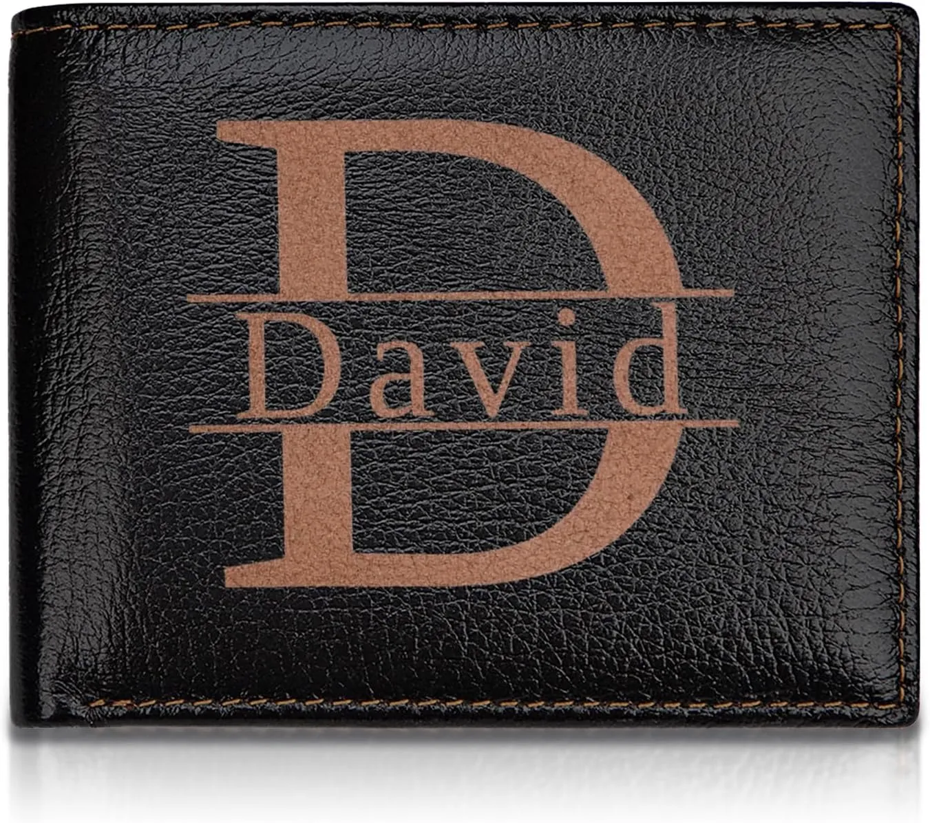 Personalized Wallet for Men Gifts, Genuine Leather Wallet, RFID Blocking, Birthday Gifts for Men, Customized Wallet for Chrismas Son Boyfriend Wedding Anniversary Graduate Gifts Box
