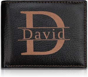 Personalized Wallet for Men Gifts, Genuine Leather Wallet, RFID Blocking, Birthday Gifts for Men, Customized Wallet for Chrismas Son Boyfriend Wedding Anniversary Graduate Gifts Box