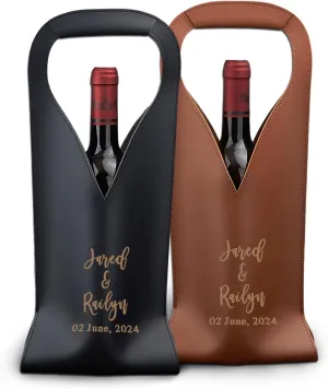 Personalized Wine Gift Bag, Reusable Leather Wine Tote Bag with Customized Design, Custom Champagne Beer Wine Bottles Gift Bag, Hot Stamping Wine Carrier for Picnic Wedding Birthday Party