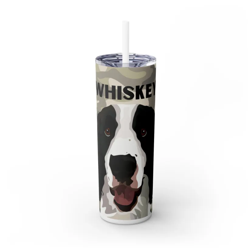 Pet Portrait Tumbler | Skinny Tumbler with Straw, 20oz Stainless Steel Cup