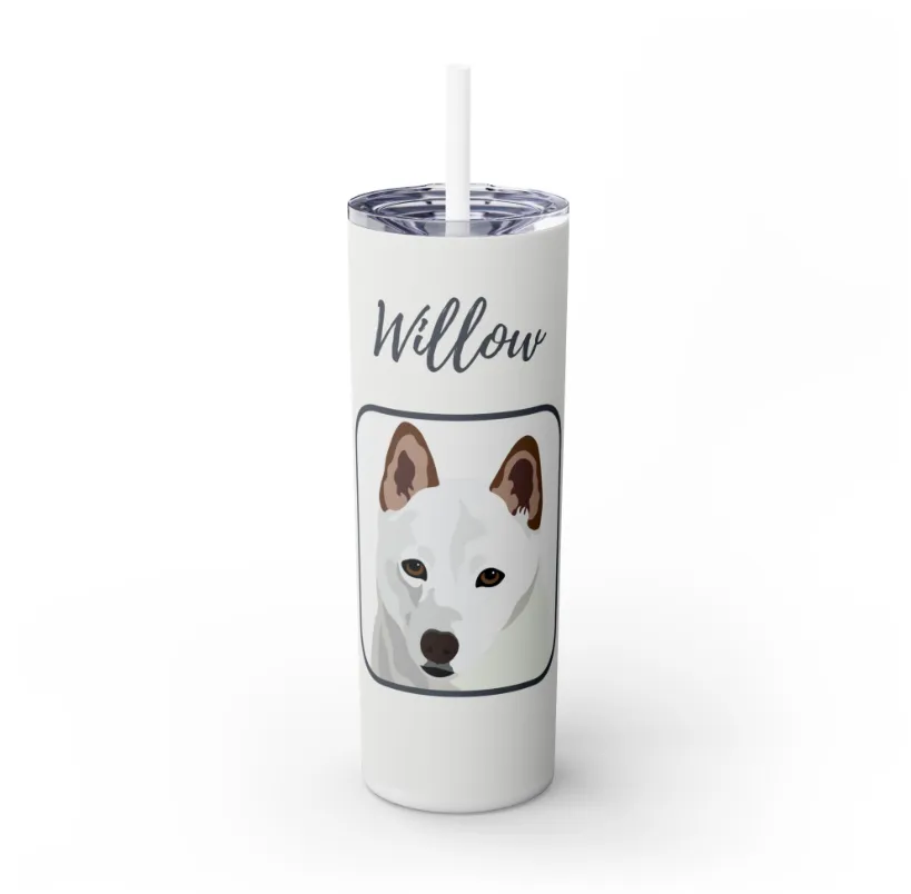 Pet Portrait Tumbler | Skinny Tumbler with Straw, 20oz Stainless Steel Cup