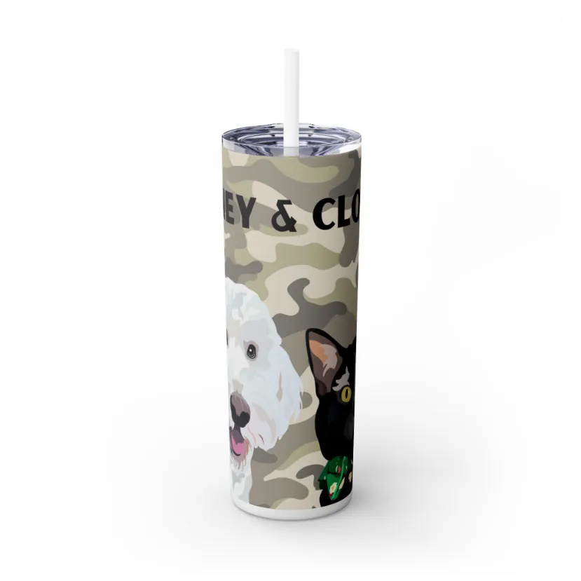 Pet Portrait Tumbler | Skinny Tumbler with Straw, 20oz Stainless Steel Cup