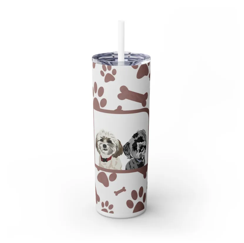Pet Portrait Tumbler | Skinny Tumbler with Straw, 20oz Stainless Steel Cup
