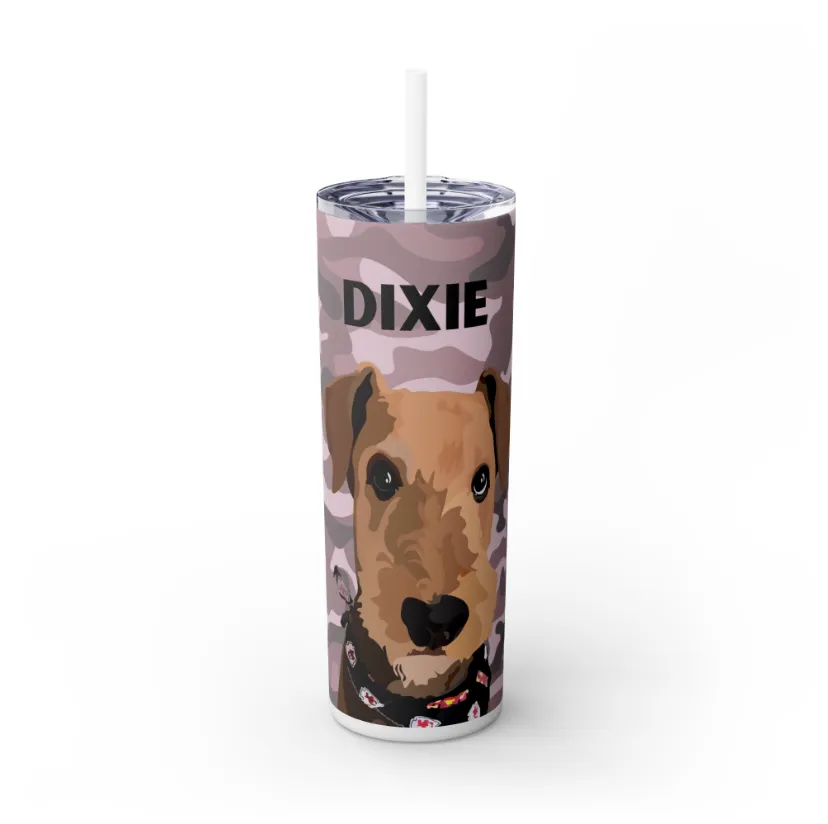 Pet Portrait Tumbler | Skinny Tumbler with Straw, 20oz Stainless Steel Cup