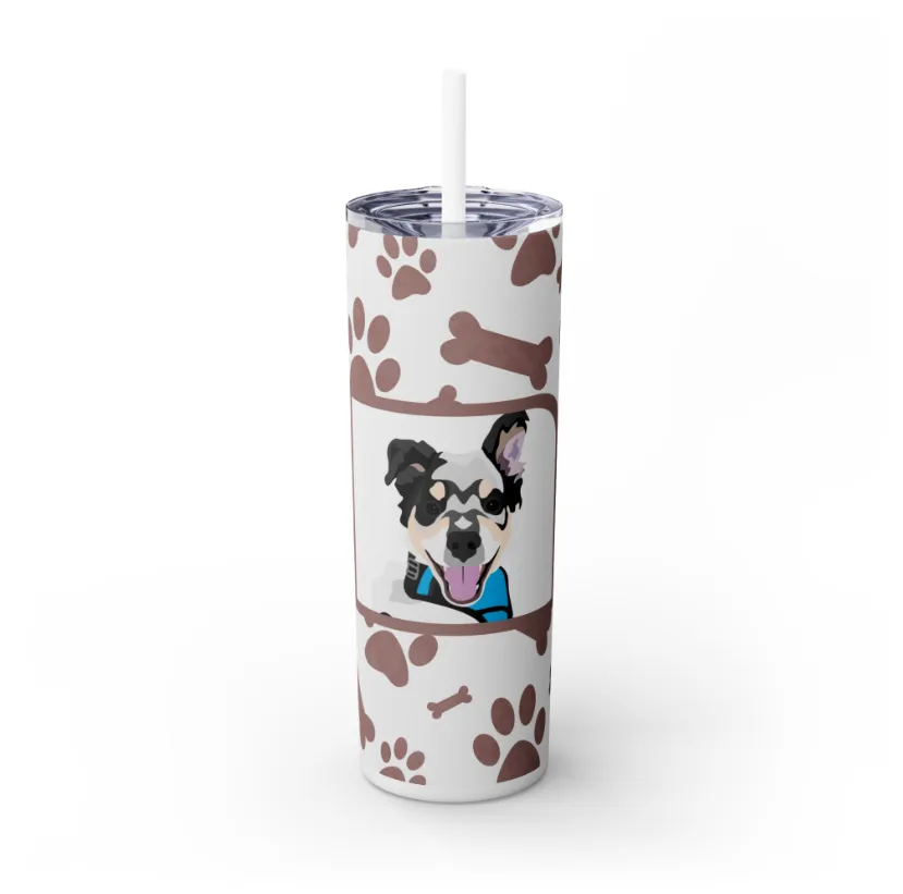 Pet Portrait Tumbler | Skinny Tumbler with Straw, 20oz Stainless Steel Cup