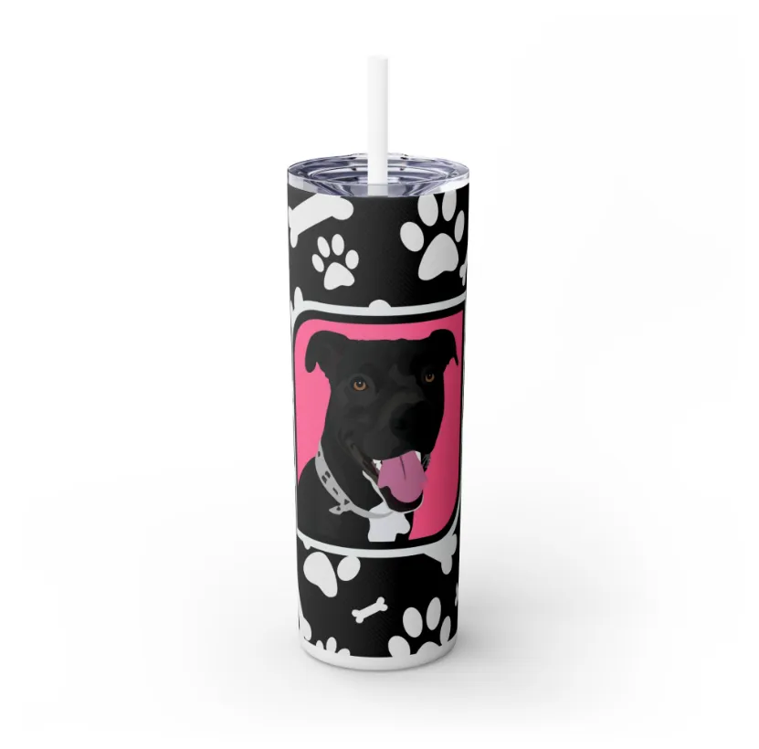 Pet Portrait Tumbler | Skinny Tumbler with Straw, 20oz Stainless Steel Cup
