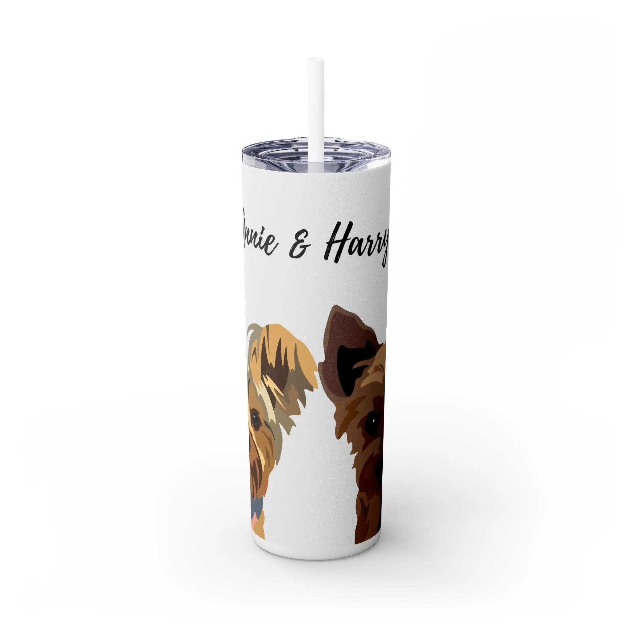 Pet Portrait Tumbler | Skinny Tumbler with Straw, 20oz Stainless Steel Cup
