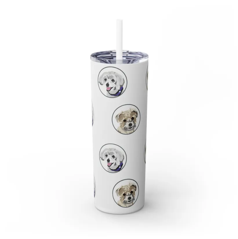 Pet Portrait Tumbler | Skinny Tumbler with Straw, 20oz Stainless Steel Cup