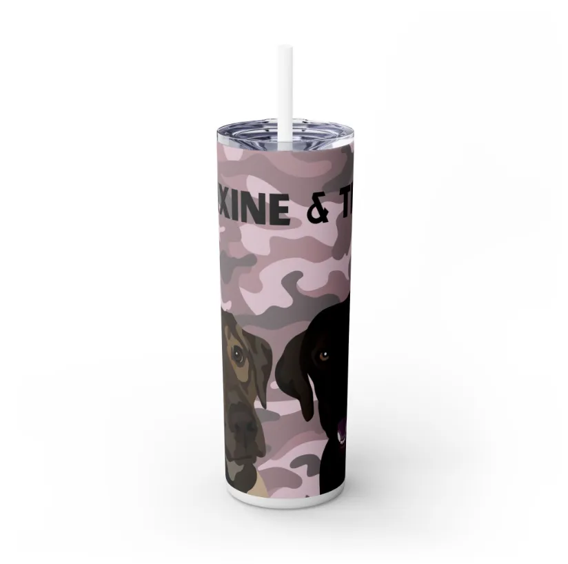 Pet Portrait Tumbler | Skinny Tumbler with Straw, 20oz Stainless Steel Cup