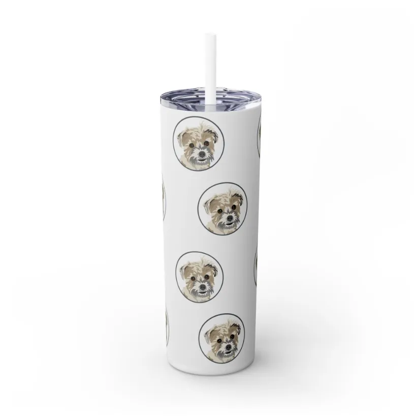 Pet Portrait Tumbler | Skinny Tumbler with Straw, 20oz Stainless Steel Cup