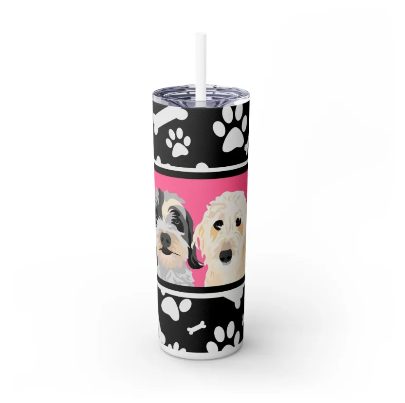Pet Portrait Tumbler | Skinny Tumbler with Straw, 20oz Stainless Steel Cup