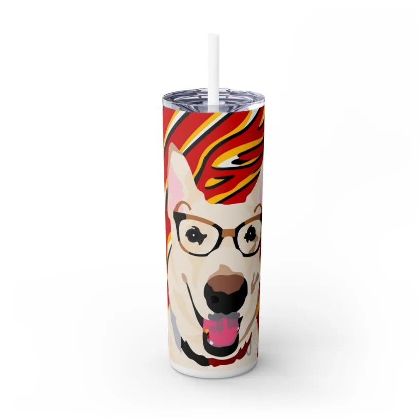 Pet Portrait Tumbler | Skinny Tumbler with Straw, 20oz Stainless Steel Cup