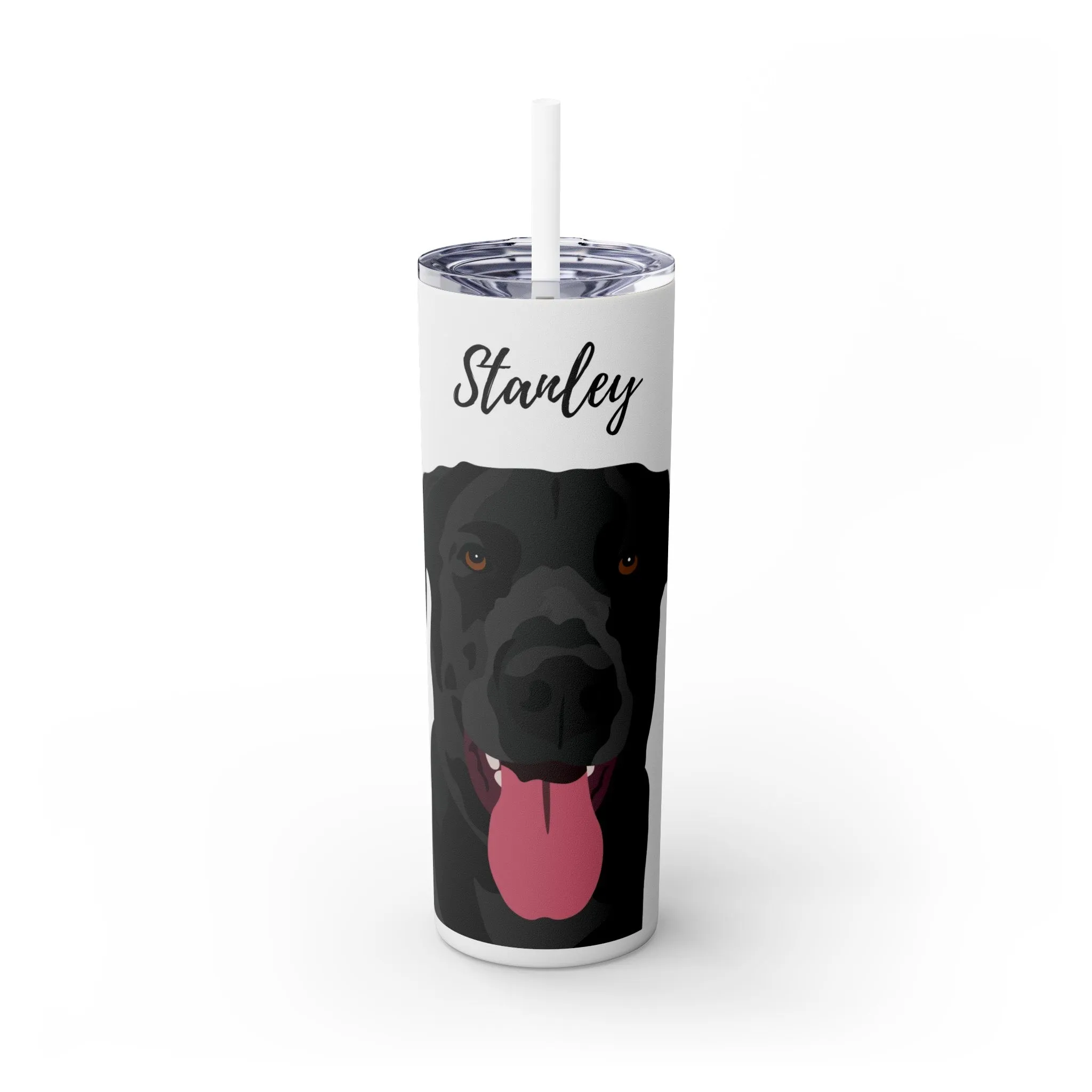 Pet Portrait Tumbler | Skinny Tumbler with Straw, 20oz Stainless Steel Cup
