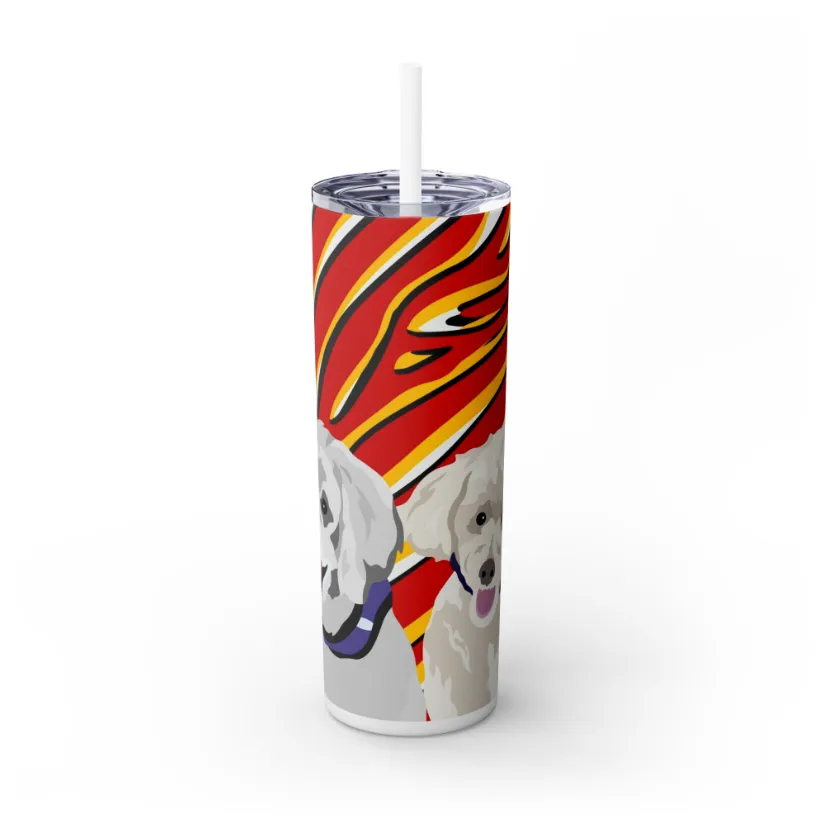 Pet Portrait Tumbler | Skinny Tumbler with Straw, 20oz Stainless Steel Cup