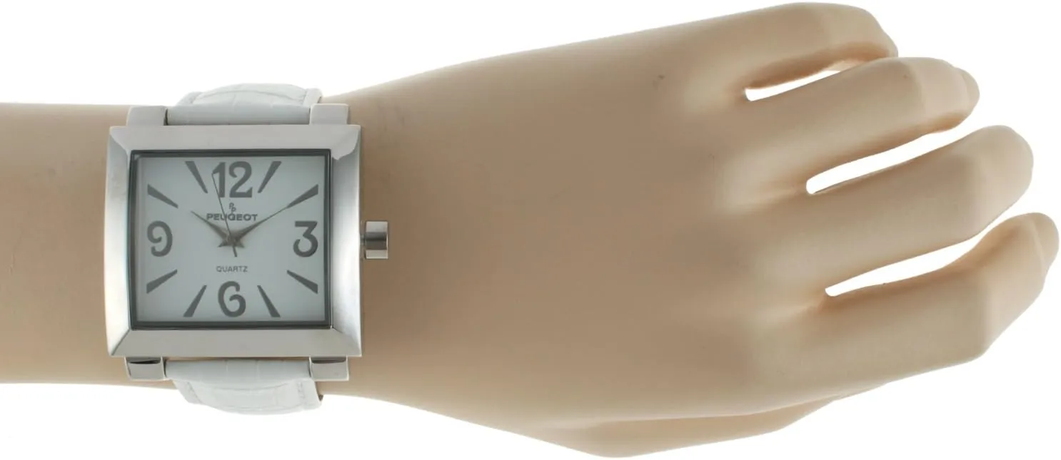 Peugeot Women's Leather Easy Read Big Face Watch