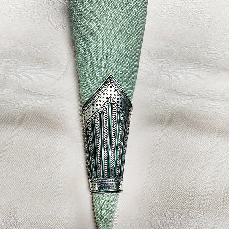 Pewter and Enamel Beetle Leaf Holder Napkin Covers