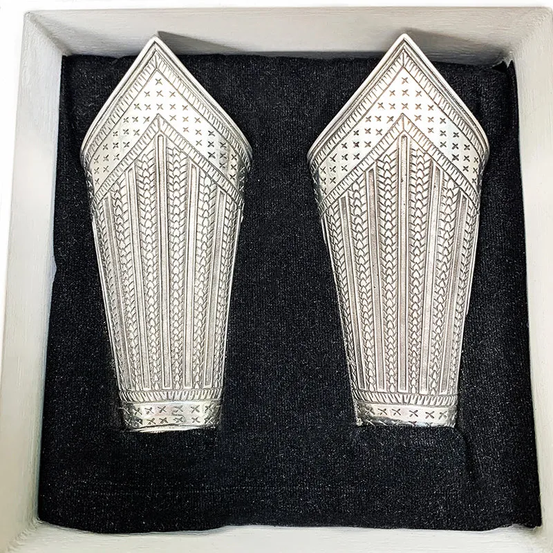 Pewter and Enamel Beetle Leaf Holder Napkin Covers