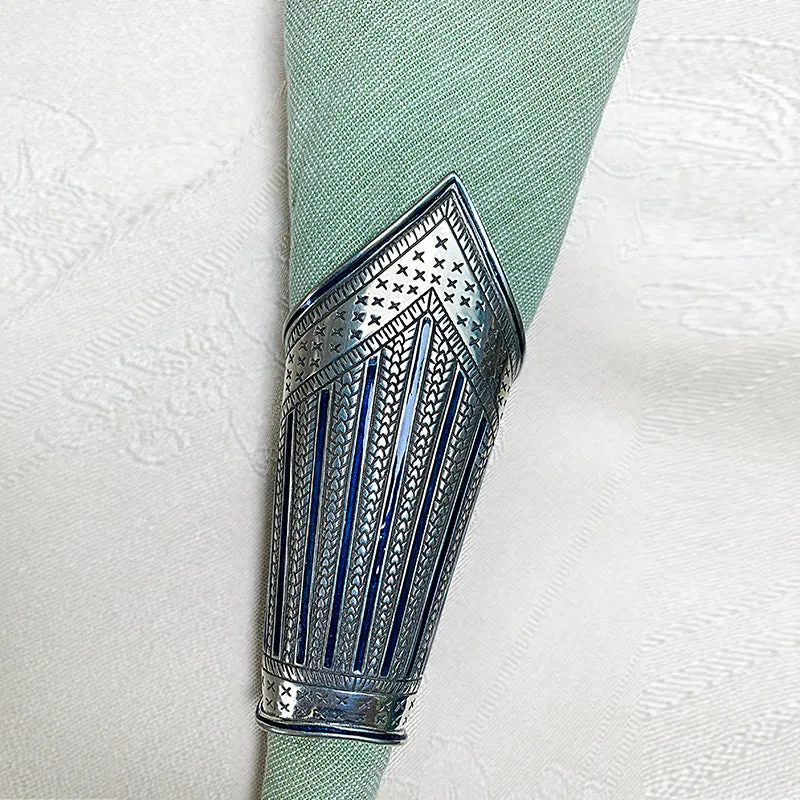Pewter and Enamel Beetle Leaf Holder Napkin Covers